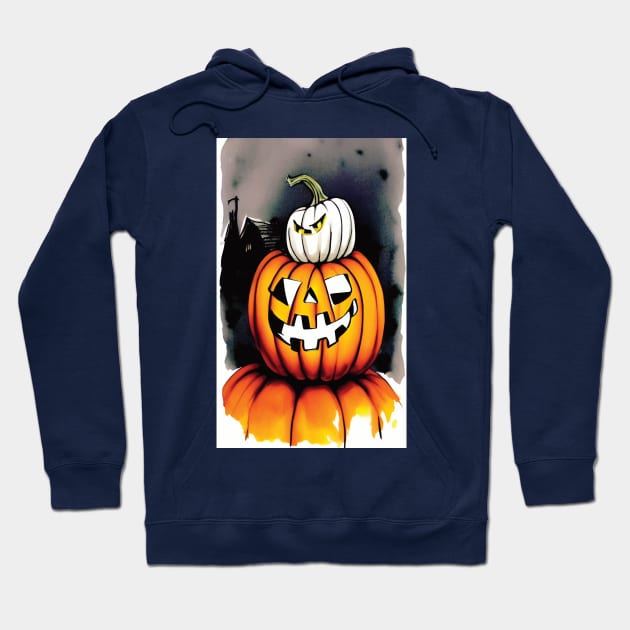 Halloween Scary Evil Pumpkin Funny Pumpkin Head Hoodie by flamebunny